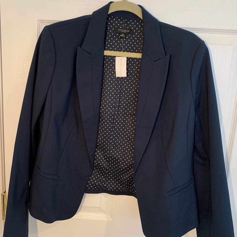 Ann Taylor Navy Tailored Polished Blazer